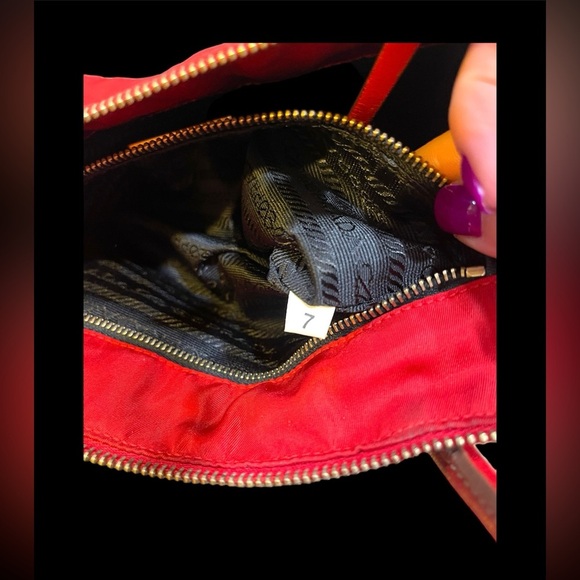 Vintage 2000s Prada Tessuto Shoulder Handbag Purse Nylon Leather Trim Red EUC - Picture 9 of 11